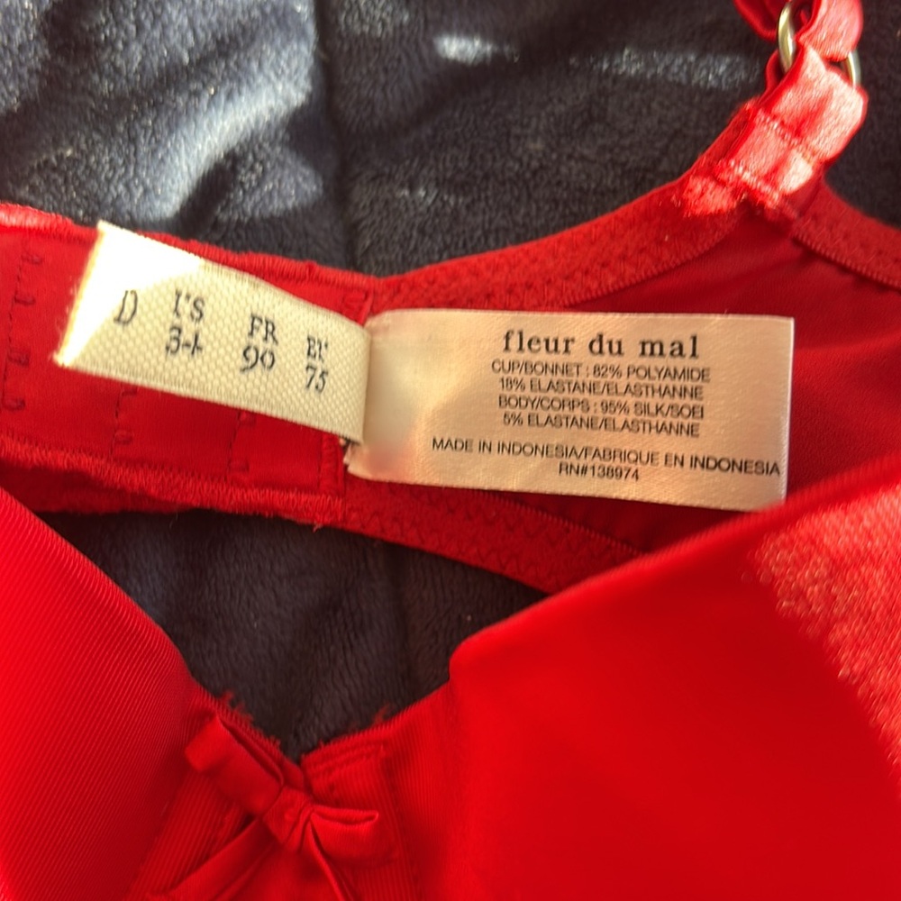Fleur du Mal Red Satin Underwire Bra - Picture 8 of 10
